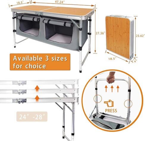 Camping Folding Aluminum Table with Adjustable Legs for Outdoor Travel Beach, Backyards, BBQ, Party and Picnic Foldable Table in Saudi Arabia
