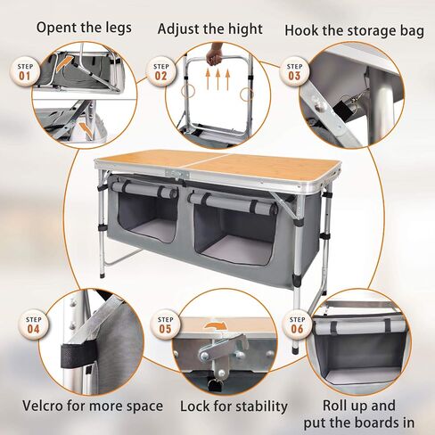 Camping Folding Aluminum Table with Adjustable Legs for Outdoor Travel Beach, Backyards, BBQ, Party and Picnic Foldable Table in Saudi Arabia