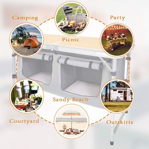 Camping Folding Aluminum Table with Adjustable Legs for Outdoor Travel Beach, Backyards, BBQ, Party and Picnic Foldable Table in Saudi Arabia
