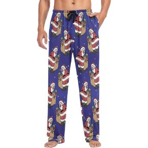 visesunny Stylish Floral Mens Pajama Pants 100% Cotton Soft Sleep & Lounge Pants PJ Bottoms with Pockets