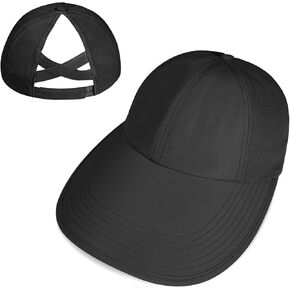 Large Wide Brim Criss Cross Ponytail Baseball Sun Hats for Women Mesh Summer Beach Cap for Outdoor Sports Travel