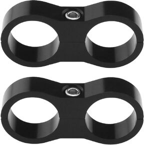 2PCS AN10 20mm Hose Separator Clamp Fuel Line Mounting Clamp Divider Hose Fitting Adapter for Fuel Hose Oil/Braking/Gas Pipeline Water Pipe Aluminum Alloy Black