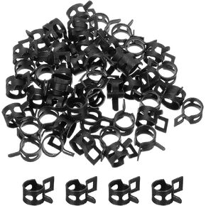 MECCANIXITY 50 Pcs Fuel Line Clamps Spring Band Hose Clamps, 9mm Silicone Air Tube Vacuum Hose Water Pipe Low Pressure Clamps Assortment Kit, Black