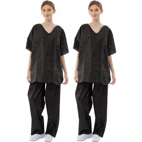 Vicogard 2 Set Scrubs Medical Armorm يمكن التخلص منها ، SMS Medical Scrubs الطبية العليا والسراويل ، مع 3 جيوب ، الخامس الرقبة