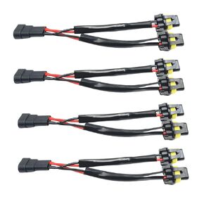 4Pcs 9005/9006 Male to Female 2 Way Splitter Wire Bulb Socket Headlight Wiring Harness Extension Compatible with Light Fog Use Car Accessories