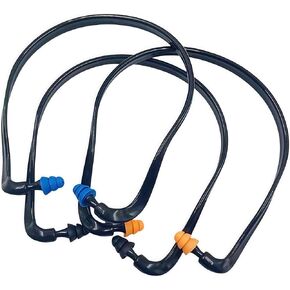 Banded Earplugs for Shooting 29dB NRR - Noise Cancelling Reusable Silicone Ear Plugs for Sleeping, Concerts, Work & Sports - Lightweight 3-Pack (Orange/Blue/Black) with Neckband & Triple Flange Design