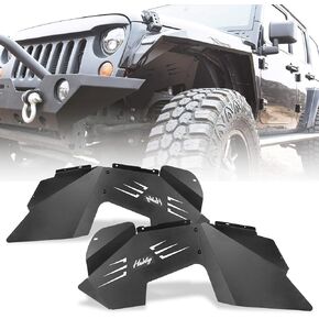 بطانات Fender الداخلية متوافقة مع Jeep Wrangler JK JKU UNLIMITED 2WD 4WD 2007-2018 ، FROKED ROAD ROAD POWDER STEEL STELL FRONT + 4PCs مع الملحقات
