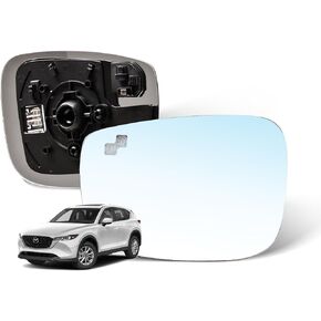 Passenger Side Mirror Glass w/Heated|Blind Spot Detection Compatible for Mazda CX-5 2017-2023 CX-9 2016-2023 Right Side Rear View RH Heating Mirror Glass with Backing Plate TK71-69-1G1