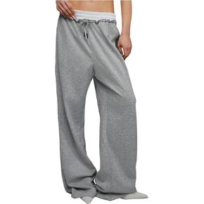 SHENHE Women's Y2k Wide Leg Sweatpants Elastic Waist Color Block Casual Lounge Loose Pants