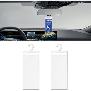 2PCS Handicap Placard Holder, Disabled Parking Permit Holder, 11.6" × 5" Ultra Transparent Handicapped Placard Holder, Universal Car Accessories for Handicap Parking with Large Hanger (2PCS)
