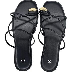 Trufox Women's Slide Sandals Flat Thongs Thongs مع حزام متقاطع للانزلاق الصيفي