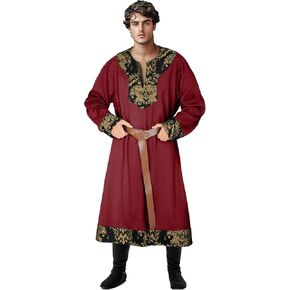 Men's Viking Tunic Medieval pirate Robe Renaissance Embroidered Costume