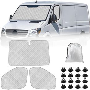 Sprinter Sun Shade 2006-2019 | 3-Piece Van Window Covers with Thermal Insulation & UV Protection | Car Window Shades (Front Windshield & Side Covers)