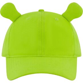 قبعة البيسبول Shrek ، قبعة أبي القطن البالغ مع حافة منحنية وآذان ثلاثية الأبعاد ، أخضر ، مقاس واحد