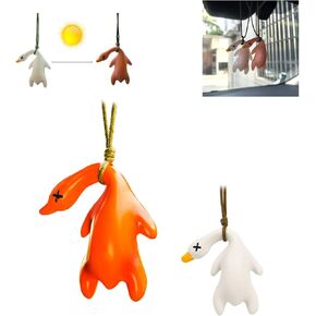 Uv Duck Color-Changing Roast Duck Car Pendant,Cute Temperature Reminder Pendant, Fun Hanging Ornament for Cars, Bicycles