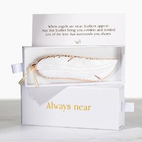 Hand-Carved Angel's Feather Memorial Ornament | Elegant Sympathy Gifts for Loss of Loved Ones | Remembrance Gift for Loss of Mother, Father, Pet, or Miscarriage | Includes Gift Box (1, No Charm)