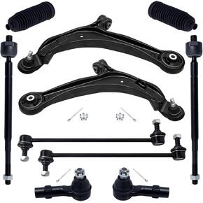 TUCAREST 10Pcs Suspension Kit Fit For 2011-2017 Ho-nda Odyssey, 2 Front Lower Control Arm with Ball joint + 4 Outer Inner Tie Rod + 2 Sway Bar + 2 Boots [# K622002 K622210 K750304 ES800333 EV800909]
