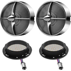 Motorcycle LED Turn Signals With 3 1/4" Smoke Lens Covers 2 Pack, 1157 Dual Contact Front Rear White Amber Lights Custom Turbo Lamps Universal Fit Harley Ultra Classic Electra Glide Road King