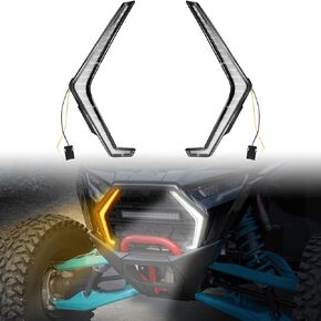 Sautvs LED مصابيح الشبكة الأضواء fang لعام 2025 Polaris RZR Pro XP/R/S ، ماء الإشارة الإشارة الإشارة أضواء التوقيع مصابيح الشواية الملحقات (2pcs ، استبدل #2417278 ، #2417279)
