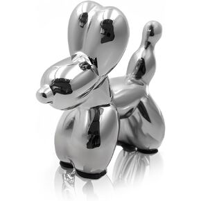 Balloon Dog Decor Ceramics Statue, Handmade Modern Small Animal Statue Ornament Decoration for Desktop, Bookshelves, Living Room, Bedroom, Car Interior(4.3", Pink)