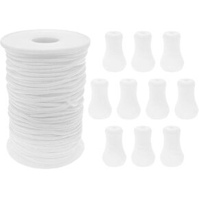 10 White Wood Clocks +55 Yards of Coiled Rope Blind Cord Blind String Repair Kit Roman Shade Kit for Aluminum Blind Window Shading Horticultural Plants and Crafts 1 Set