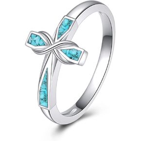 حلقات Onefinity Cross 925 Sterling Silver Fricquoise Cross Ring Gifts للنساء الرجال