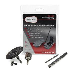 120-3000 Above Panel Flush Hood Latch and Pin Kit - Black Carbon Fiber Look, with Installation Kit