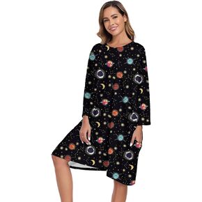 Women’s Plus Size Nightgowns Oversized Sleep Tshirts Dress Nightgown Short Sleeves Sleepwear with Pocket Fit S-5XL