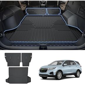 T TGBROS Cargo Liner & Backrest Mat for Chevrolet Equinox/GMC Terrain 2018-2023 2024 Rear Trunk Mat Back Cover TPE All Weather Cargo Mat for Chevy Equinox Accessories Black