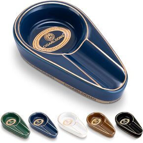 Cigar Ashtray, Ceramics Cigar Ashtrays for Outdoors,Handmade Unbreakable Cigar Holder Ash Tray for Men(Blue)