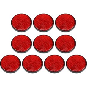 X AUTOHAUX 10 Pcs Round Stick-on Safety Spoke Reflective Self Adhesive Reflector for Gate Posts Cars Trailer Motorcycle Trucks Boat Bicycle Bike Red