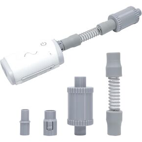 كاتم الصوت CPAP لـ Airmini مع محول خرطوم CPAP ، إسفنجة ممتصة للضوضاء ، نوم هادئ في السفر ، بدون تسرب هواء - يناسب المحول أنابيب قطرها 22 مم عالمية (رمادية)