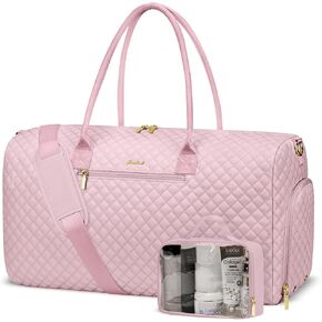 Weekender Travel Duffle Bag for Women: Overnight Bags with Shoe Compartment Carry on Bags for Airplanes with Toiletry Bag Hospital Bag Weekend Yoga Gym Bag with Wet Pocket Travel Duffel Tote Bag Beige