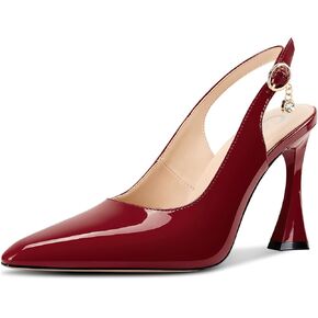 Castamere Womens Stiletto High Heel مدببة إصبع القدم مضخات Slingback Buckle حفل زفاف حفلة براءة اختراع جلود 3.9 بوصة الكعب
