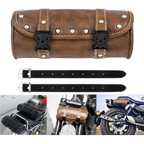 Motorcycle Handlebar Bag Saddlebag Tool Bags Fork Tool Bag Fork Roll Barrel Bag Sissybar Storage Bag Leather Universal Fit For Harley Yamaha Suzuki Kawasaki Dark Green