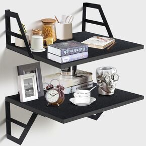 Set of 2 Deep Floating Shelves; Wall Mounted Book Shelf for Living Room, Bedroom Shelves for Wall Decor; Shelves for Wall Storage; Shelving with Metal Brackets, 12 Inches (Rustic Brown)