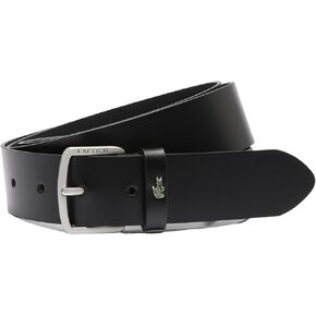 Lacoste Men's Smooth Leather Belt, Black, 43 Inch