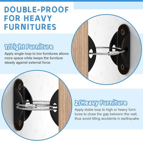 Furniture Anchors (10 Pack) 2023 Upgraded Furniture Straps for Baby Proofing, Secure 400 Pound Furniture Prevent Falling Anti Tip Earthquake Straps for Child Safety in Kuwait