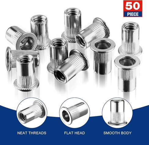 WORKPRO 220Pcs Metric Rivet Nuts, Zinc Plated Carbon Steel Flat Head Threaded Insert Nut with Knurled Body, Include Storage Case, 7 Sizes Rivnuts Assortment Kit-M3, M4, M5, M6, M8, M10, M12 in Saudi Arabia
