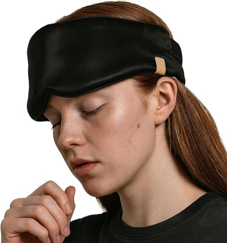 Lunya Weighted Silk Sleeping Mask with Pouch and Box – Washable Eye Cover – Gentle Pressure for Relaxation – Immersed Black – Small in Saudi Arabia