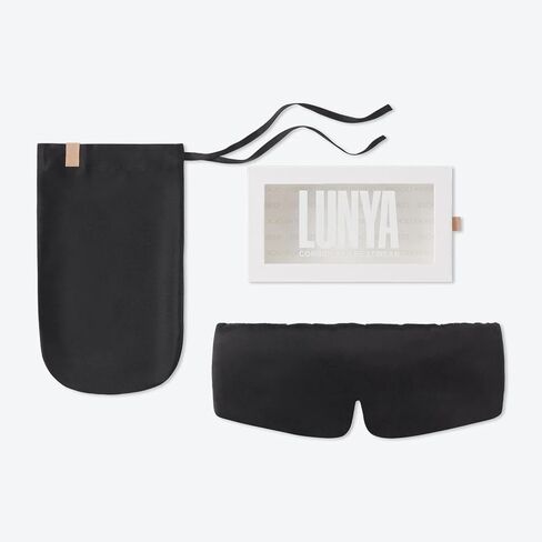 Lunya Weighted Silk Sleeping Mask with Pouch and Box – Washable Eye Cover – Gentle Pressure for Relaxation – Immersed Black – Small in Saudi Arabia