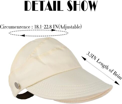 Sun Hat Wide Brim Hat Summer Foldable Hats Visor Ponytail Hat Women Head Accessories White in Saudi Arabia