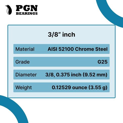 (100 قطعة) PGN - كرات محمل فولاذية كروم دقيقة مقاس 3/8 بوصة (0.375 بوصة) G25 in Kuwait