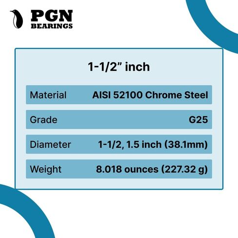 PGN - 1-1/2" Inch Chrome Steel Bearing Balls - G25 Precision in Saudi Arabia