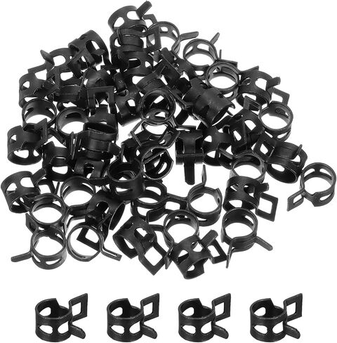 MECCANIXITY 50 Pcs Fuel Line Clamps Spring Band Hose Clamps, 9mm Silicone Air Tube Vacuum Hose Water Pipe Low Pressure Clamps Assortment Kit, Black in Saudi Arabia