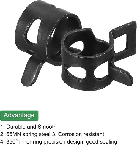 MECCANIXITY 50 Pcs Fuel Line Clamps Spring Band Hose Clamps, 9mm Silicone Air Tube Vacuum Hose Water Pipe Low Pressure Clamps Assortment Kit, Black in Saudi Arabia