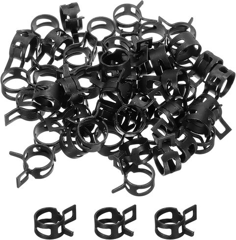 MECCANIXITY 50 Pcs Fuel Line Clamps Spring Band Hose Clamps, 9mm Silicone Air Tube Vacuum Hose Water Pipe Low Pressure Clamps Assortment Kit, Black in Saudi Arabia