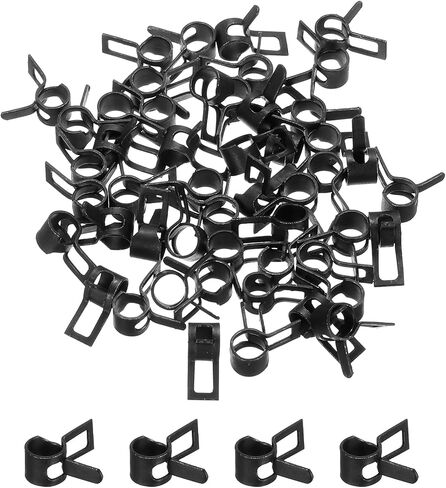 MECCANIXITY 50 Pcs Fuel Line Clamps Spring Band Hose Clamps, 9mm Silicone Air Tube Vacuum Hose Water Pipe Low Pressure Clamps Assortment Kit, Black in Saudi Arabia