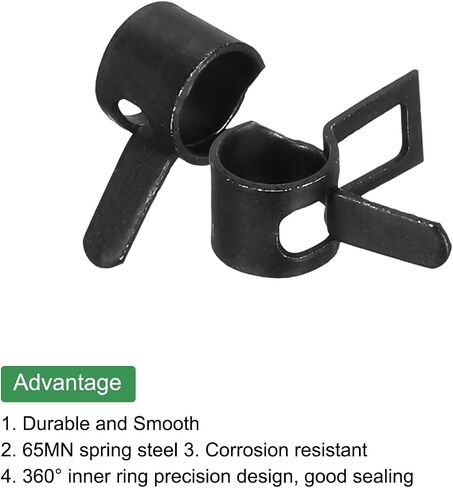 MECCANIXITY 50 Pcs Fuel Line Clamps Spring Band Hose Clamps, 9mm Silicone Air Tube Vacuum Hose Water Pipe Low Pressure Clamps Assortment Kit, Black in Saudi Arabia