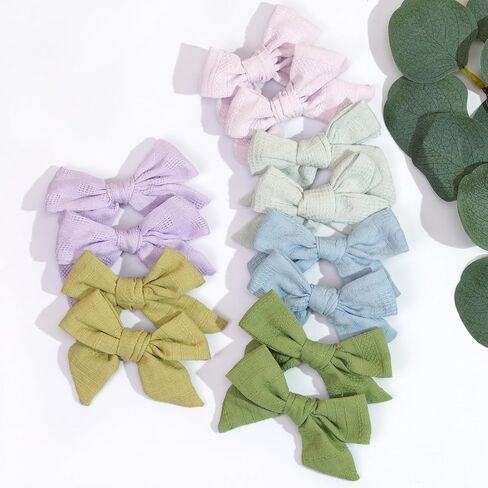 40 Pieces Girls Hair Bows Linen Fabric Bows Alligator Clips Hair Accessories for Little Girls Toddlers Kids and Teens in Kuwait